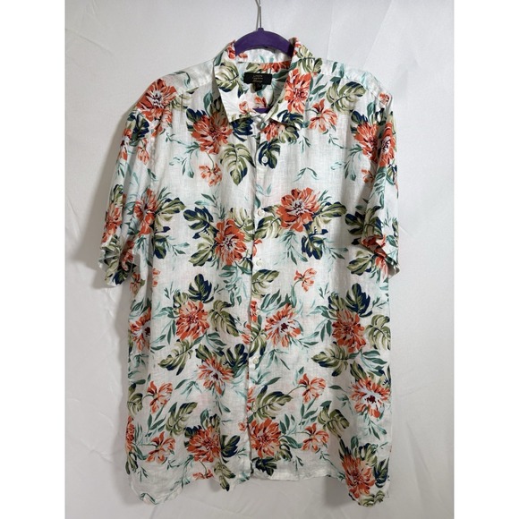 Linen Club Room Luxury Shirt Size 2XL Floral Short Sleeve !00% Linen - Picture 1 of 6
